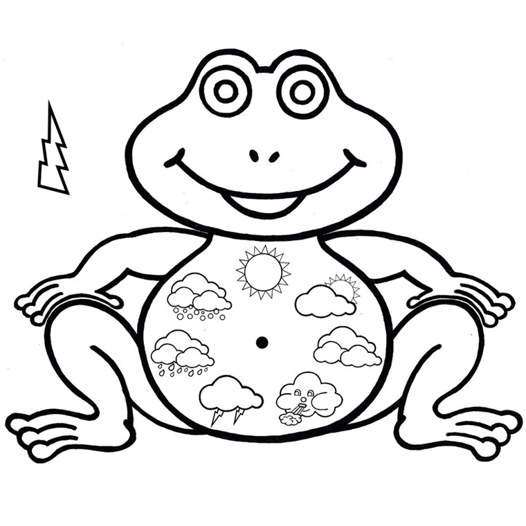 Coloriage d'une grenouille assise sur une feuille de nénuphar dans un environnement naturel