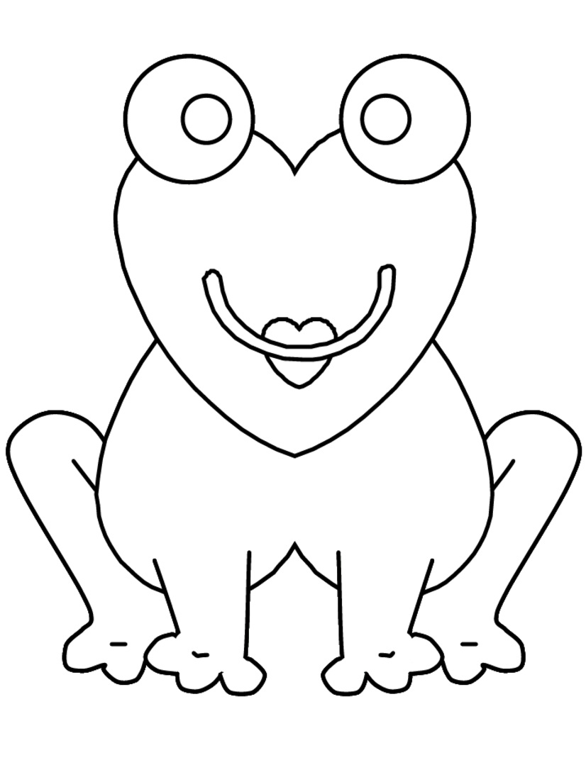 Coloriage d'une grenouille assise sur une feuille de nénuphar