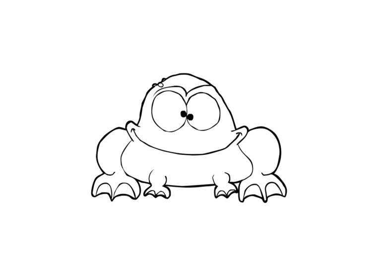 Coloriage d'une grenouille assise sur une feuille au bord d'un étang