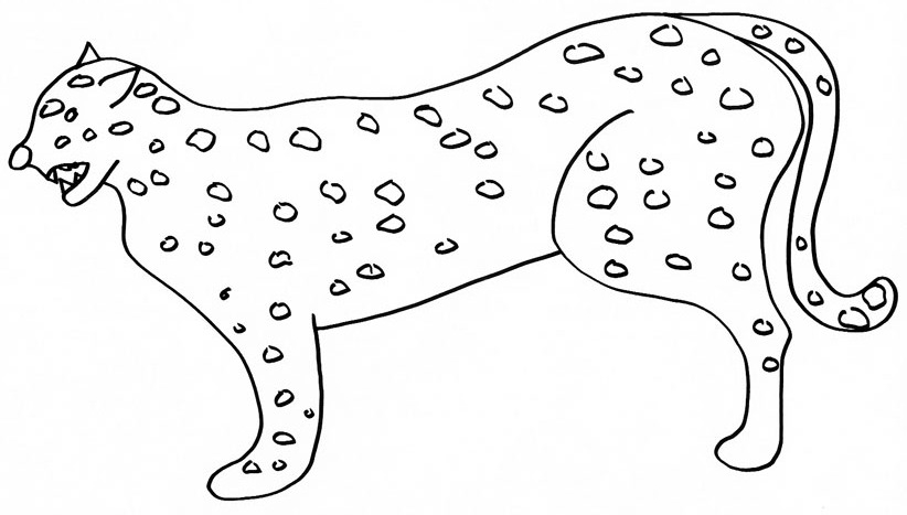 Coloriage d'un guépard en pleine course dans la savane