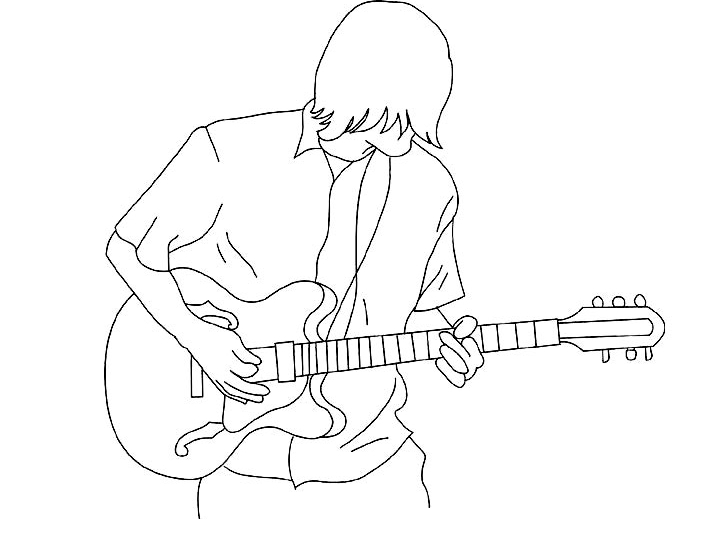Un guitariste passionné en pleine performance musicale