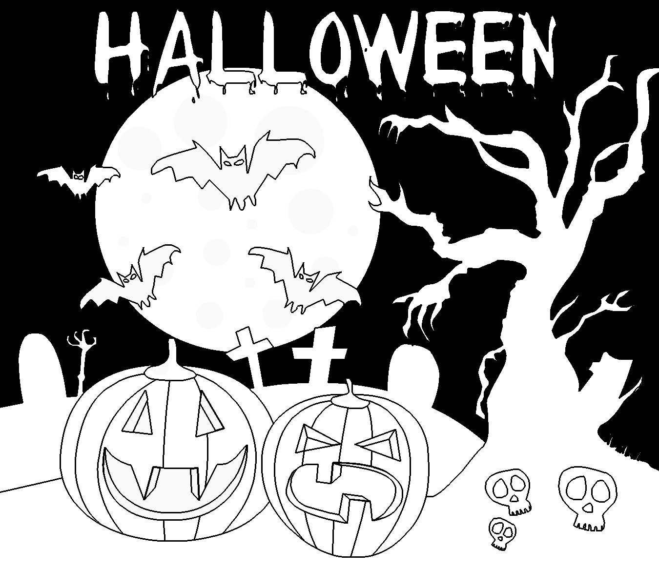 Scène de Halloween avec un chat noir et une citrouille