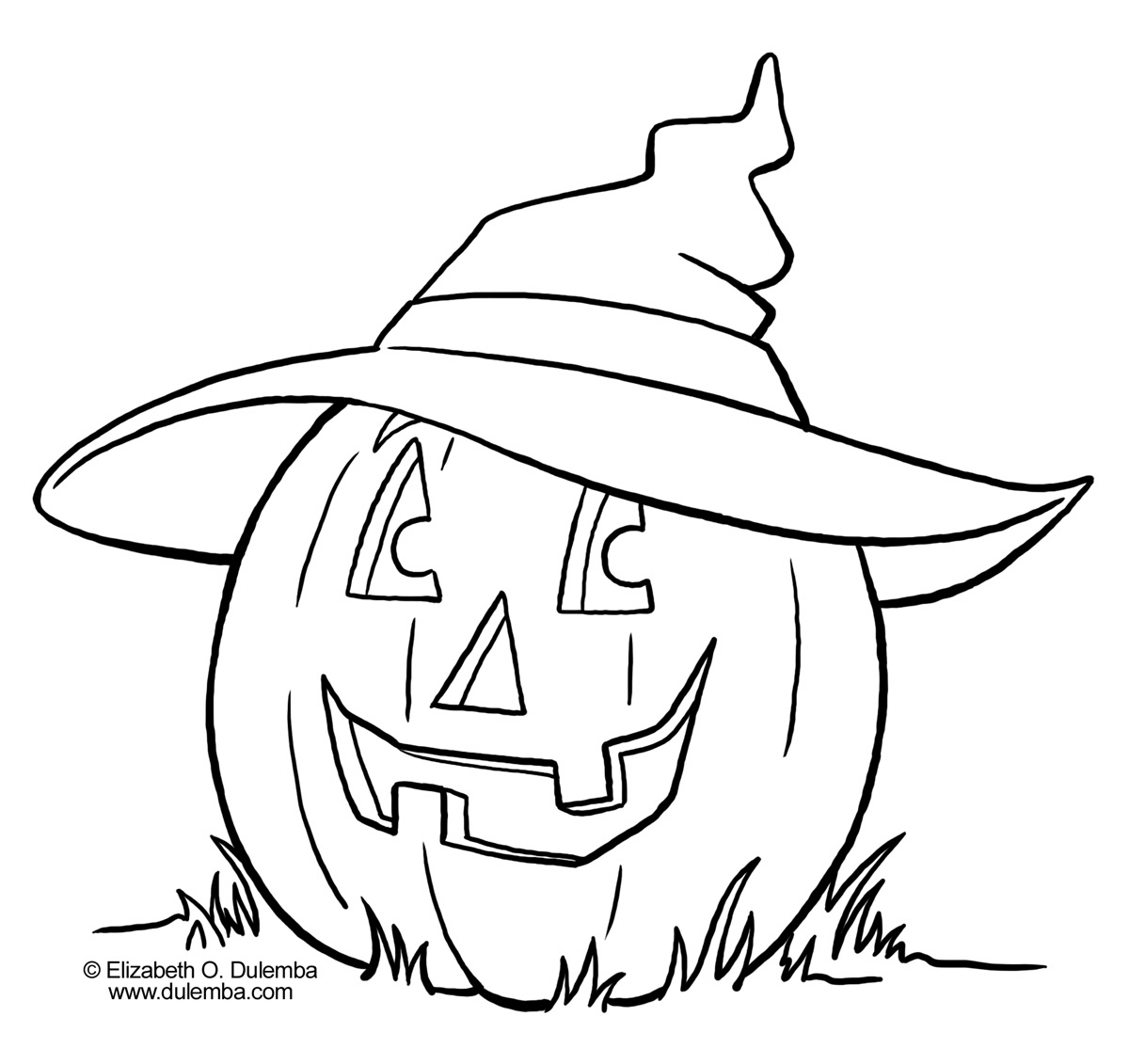 Coloriage d'une scène d'Halloween avec un chat noir et une citrouille