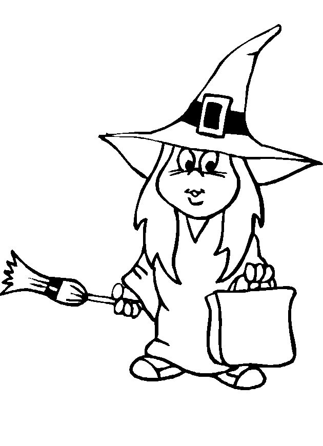 Scène d'Halloween avec une sorcière et ses potions dans un décor nocturne