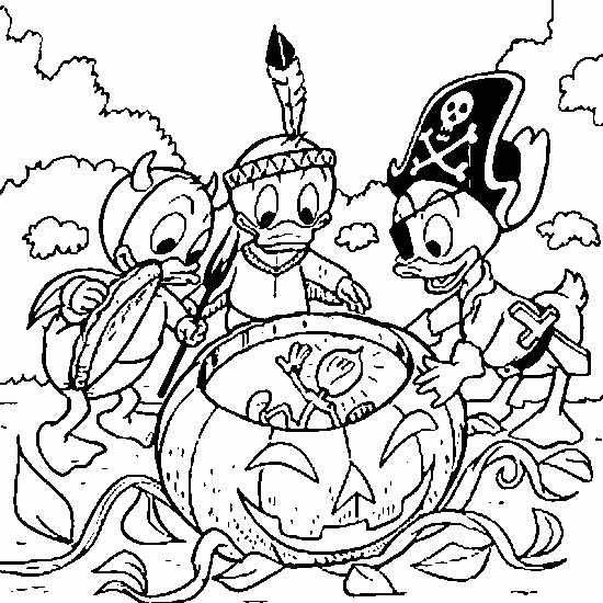 Coloriage d'Halloween avec des fantômes et une citrouille souriante