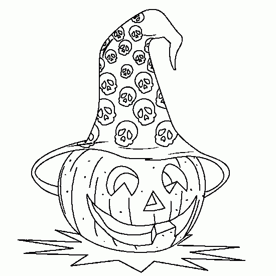 Coloriage d'Halloween avec un fantôme et une citrouille au clair de lune