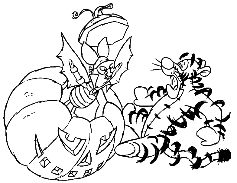 Coloriage d'une scène d'Halloween avec une sorcière et des éléments festifs