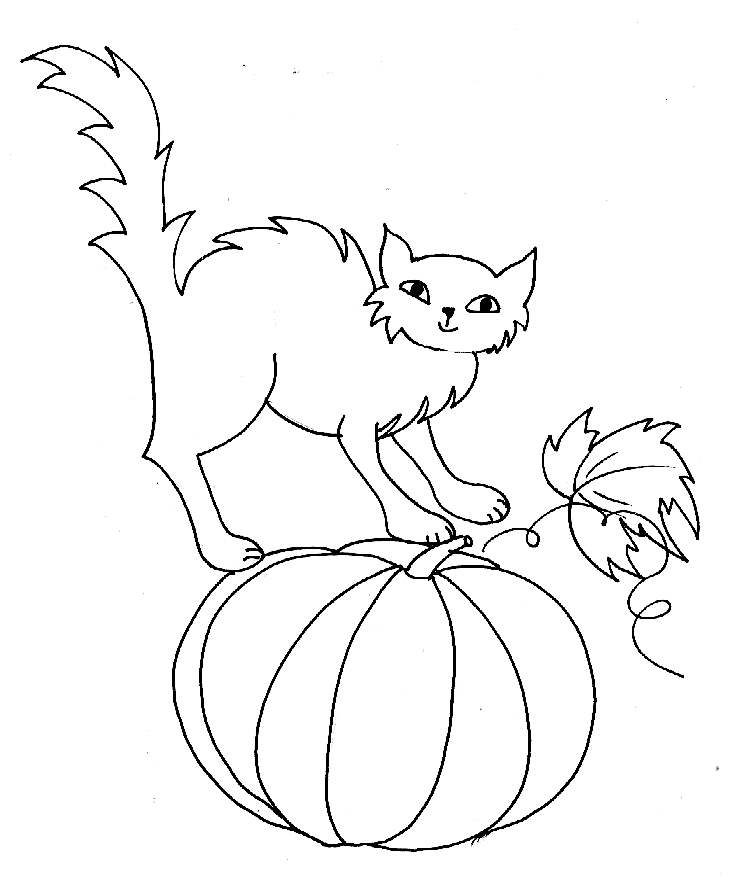 Coloriage d'une scène d'Halloween avec un fantôme et des citrouilles