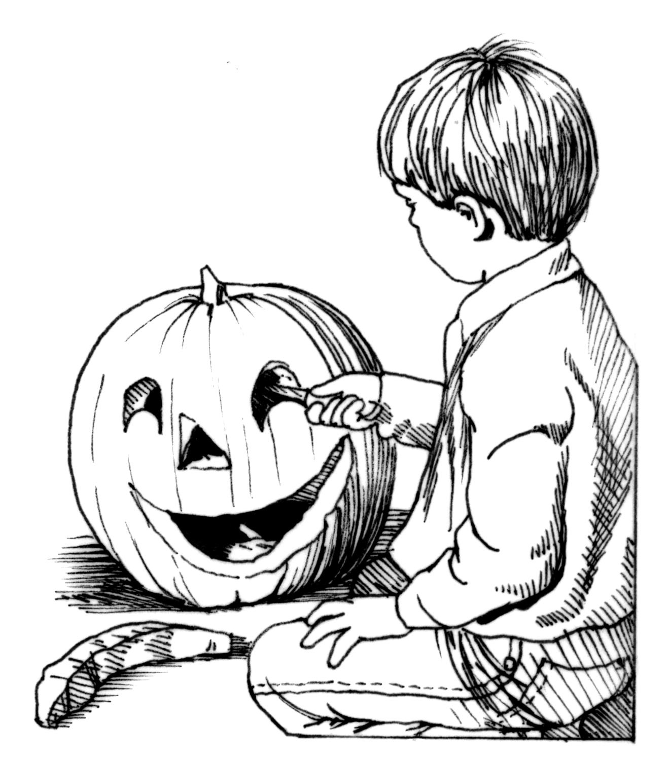 Un groupe d'enfants déguisés célébrant Halloween autour d'une citrouille