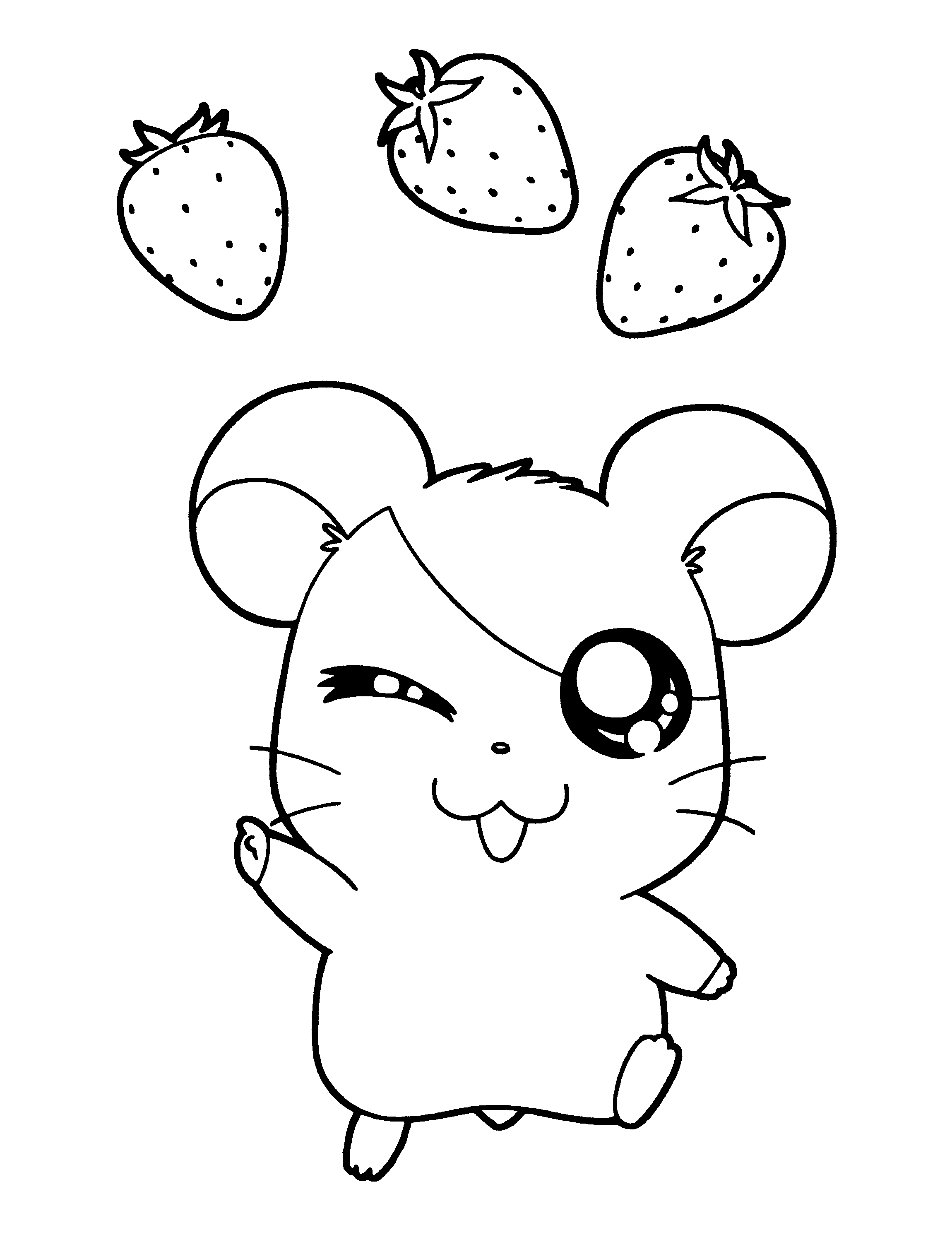 Hamtaro en pleine découverte avec ses amis dans un paysage doux