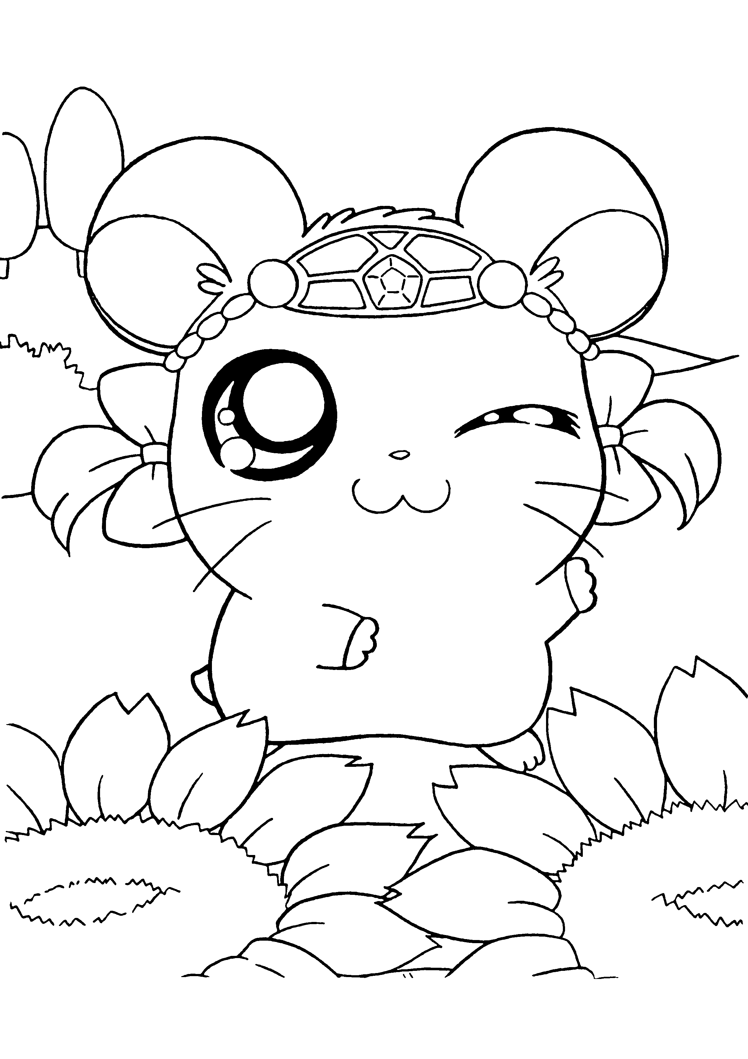 Hamtaro et son ami dans un décor naturel