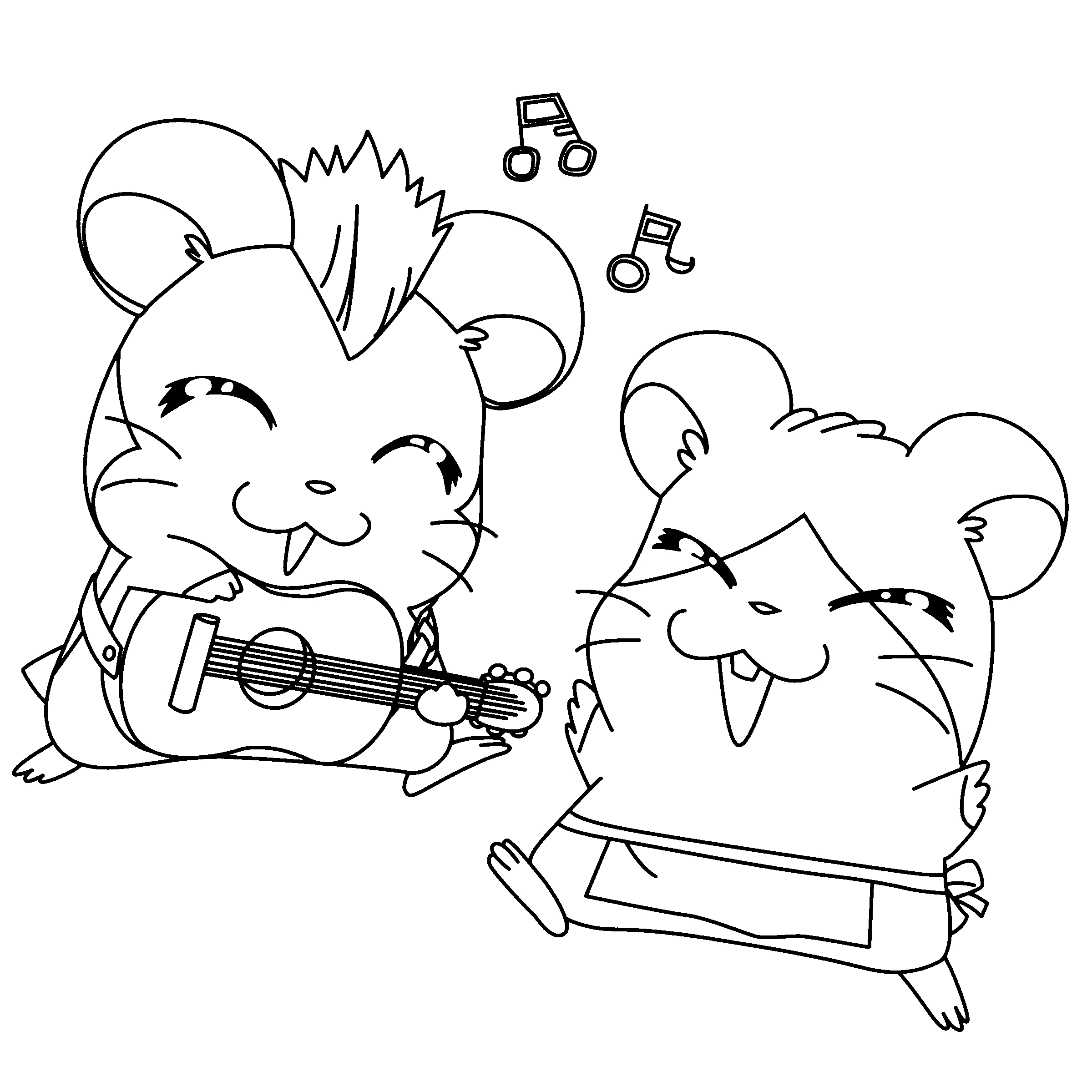 Hamtaro et ses amis en pleine aventure dans un champ