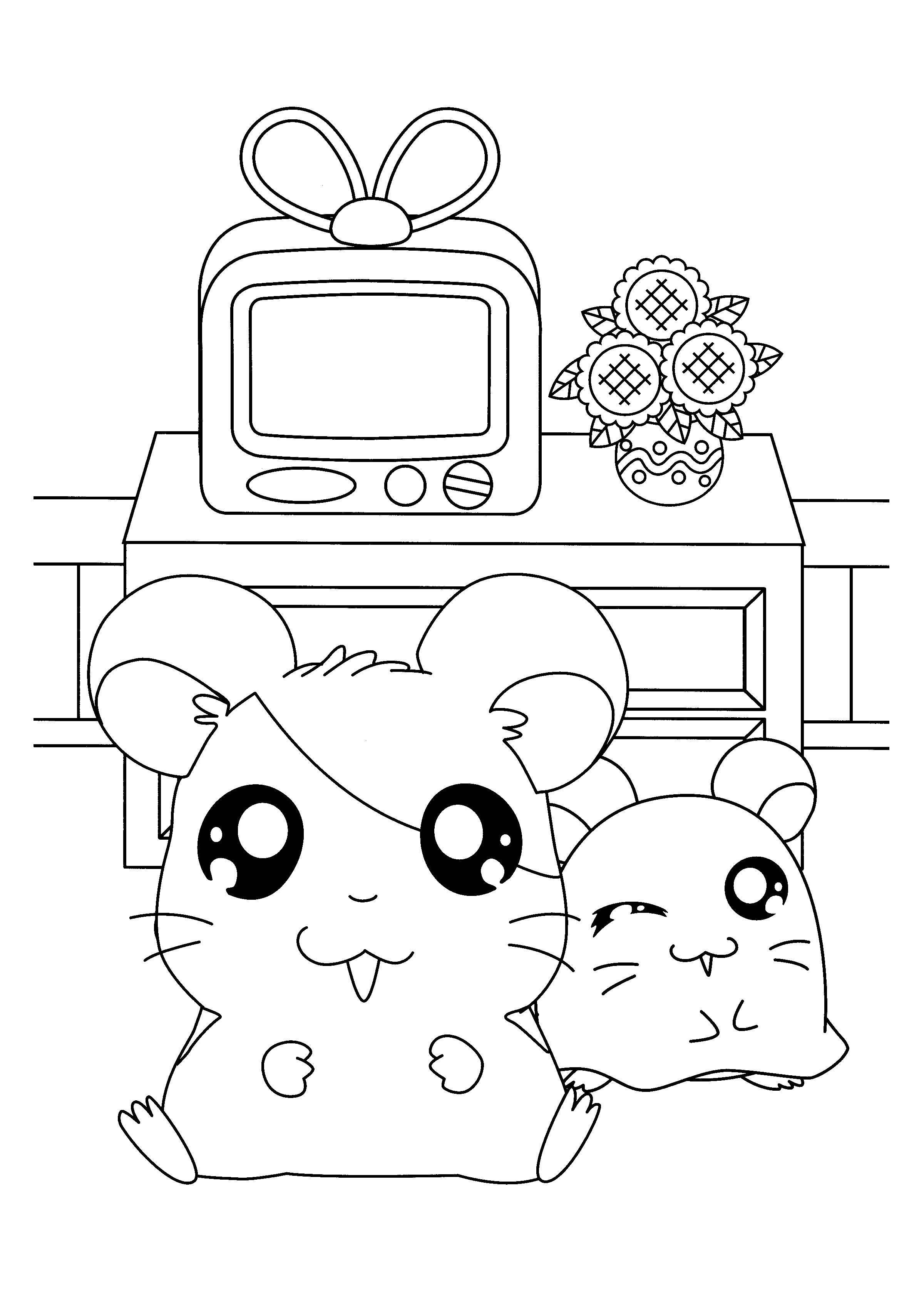 Hamtaro et ses amis dans une scène ludique au parc