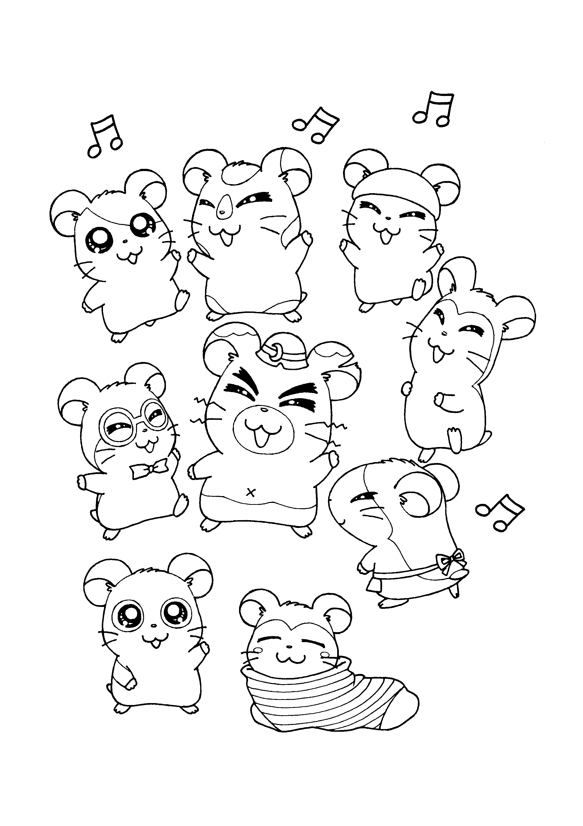 Hamtaro jouant avec ses amis dans un décor champêtre