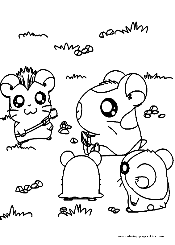 Hamtaro jouant joyeusement dans un décor naturel