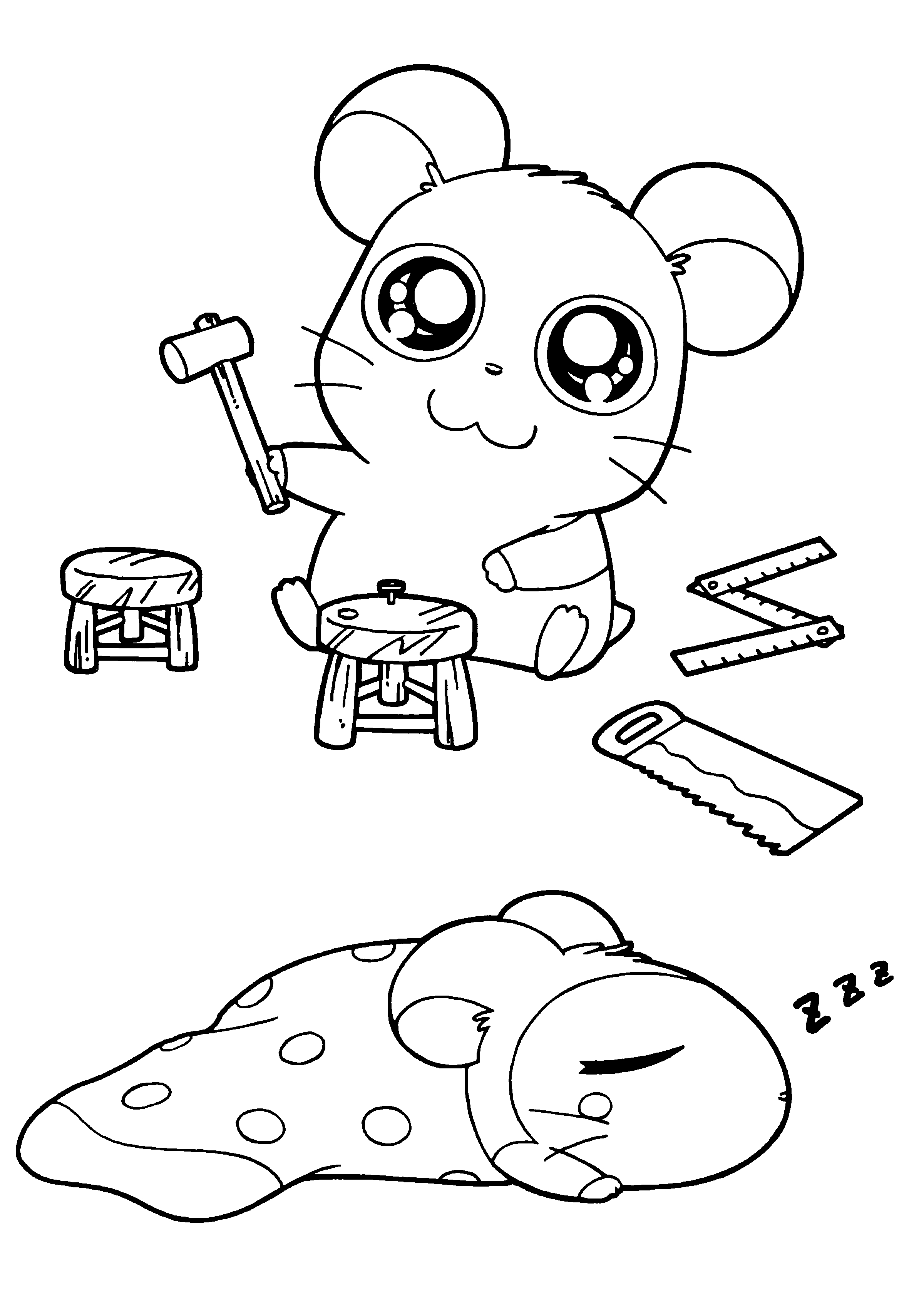 Hamtaro en pleine aventure dans un décor champêtre