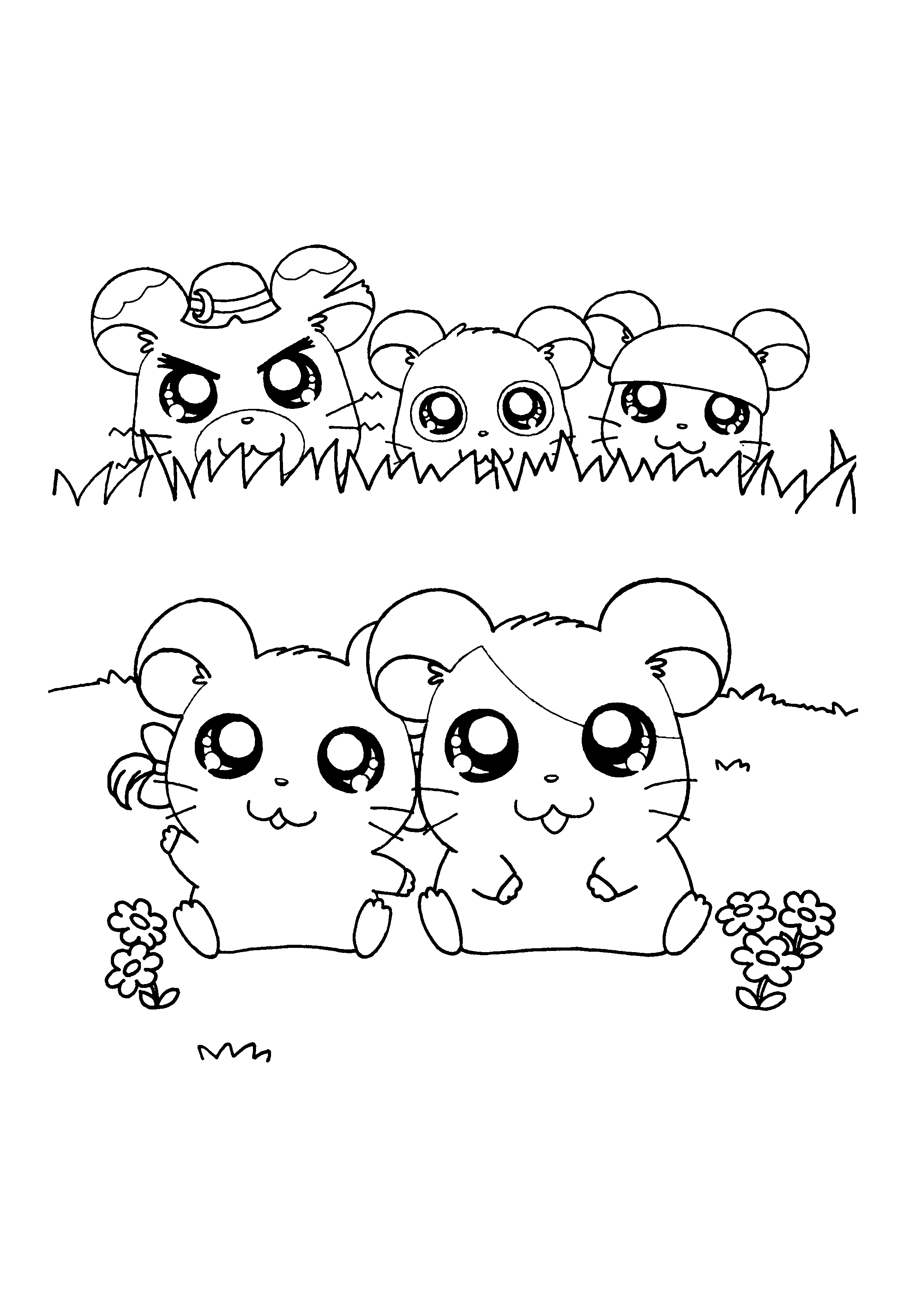 Hamtaro en pleine aventure dans un décor champêtre