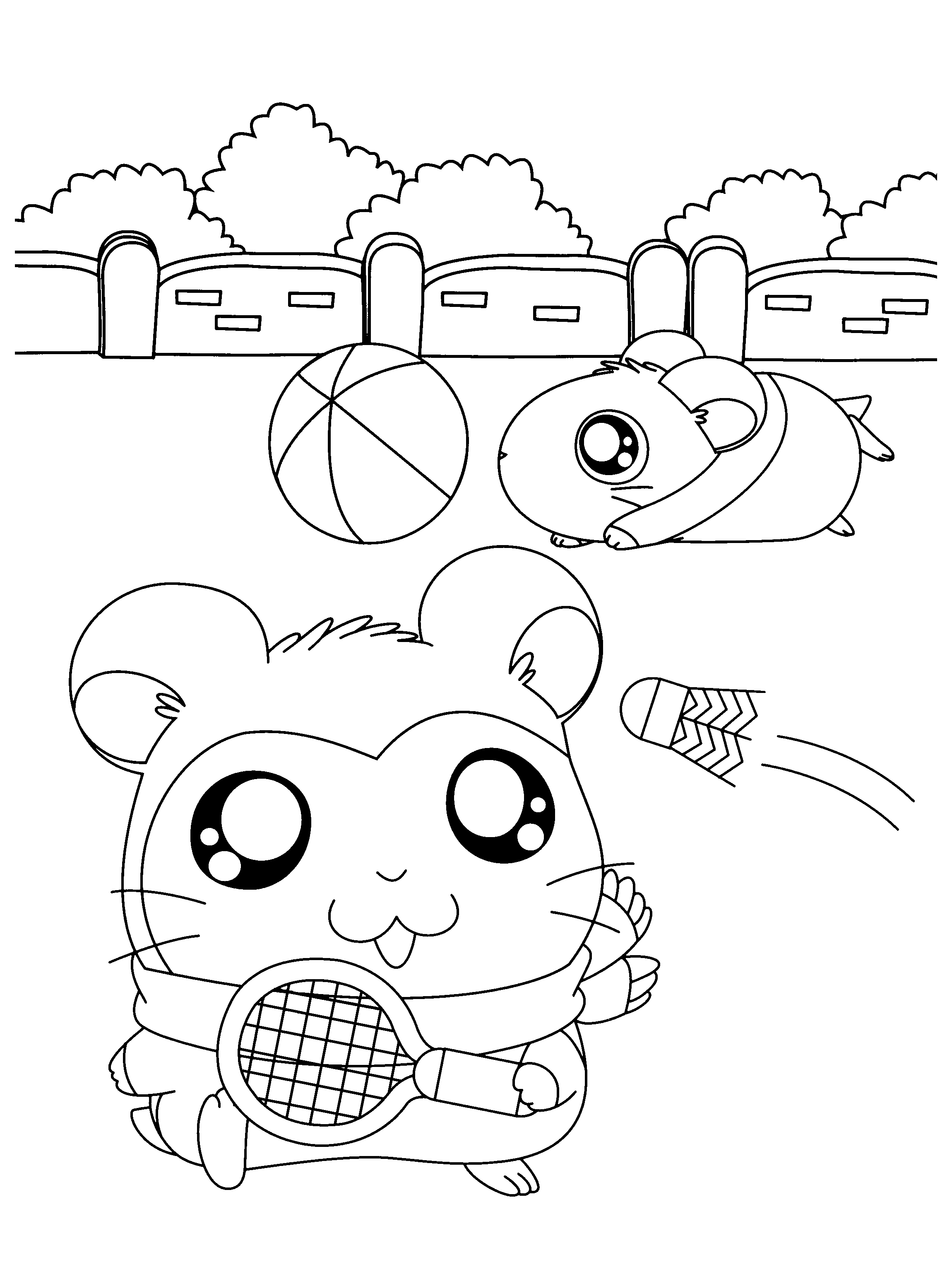 Hamtaro et ses amis se retrouvent autour d'un pique-nique joyeux