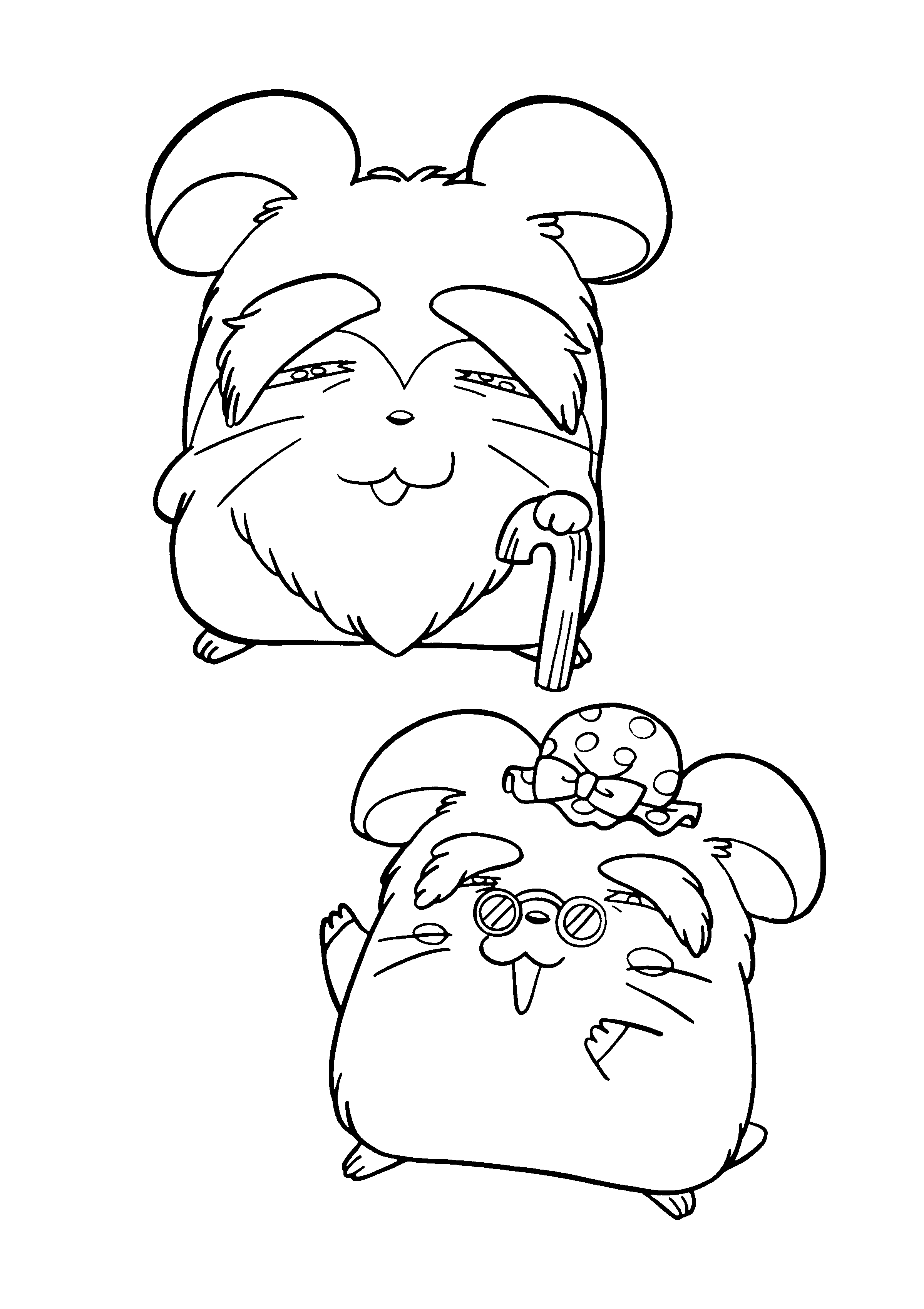 Hamtaro et ses amis jouent dans un paysage champêtre