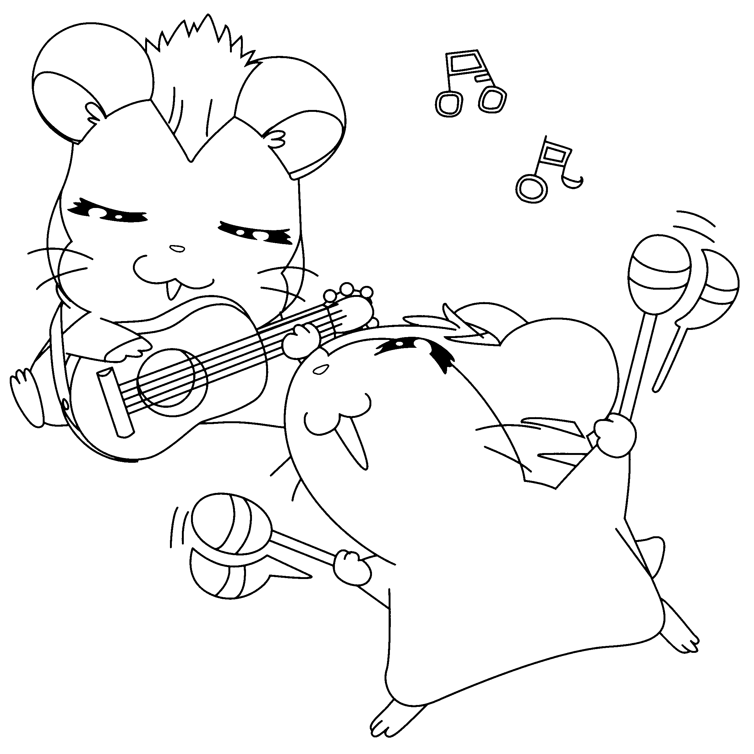 Hamtaro et ses amis dans un moment de jeu joyeux