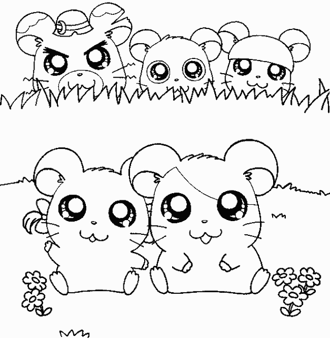 Hamtaro et ses amis s'amusent dans un jardin fleuri