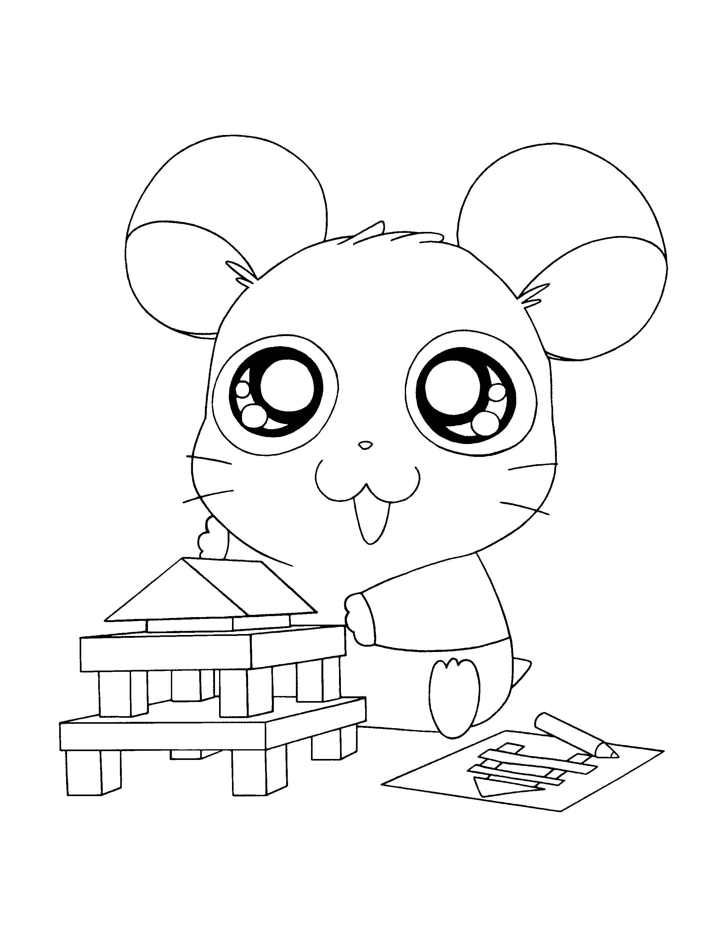 Hamtaro en pleine aventure avec ses amis dans un décor champêtre
