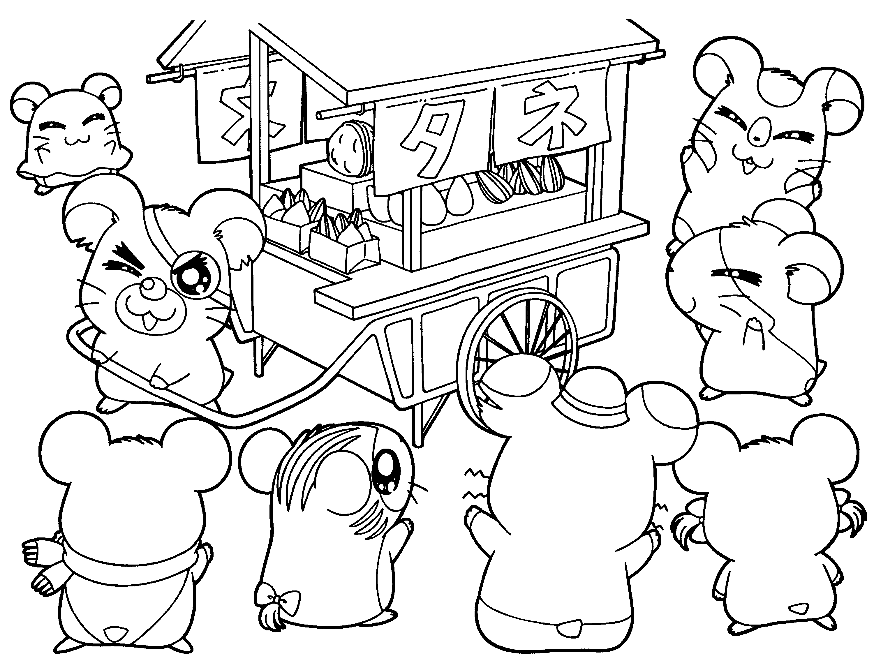 Hamtaro et ses amis en pleine aventure dans un champ