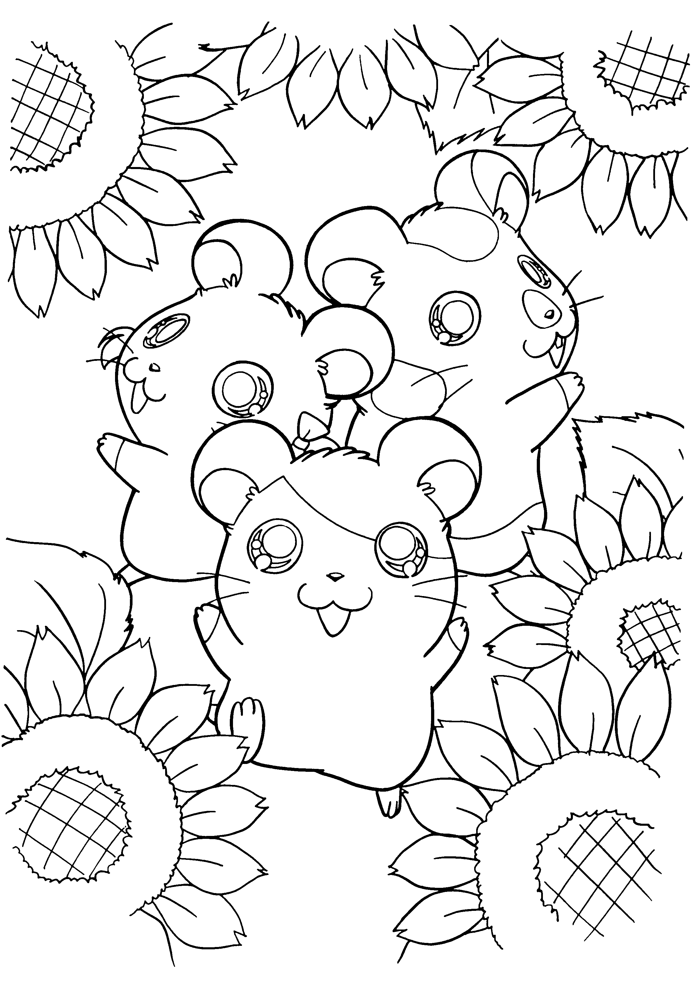 Hamtaro joue joyeusement dans un décor naturel