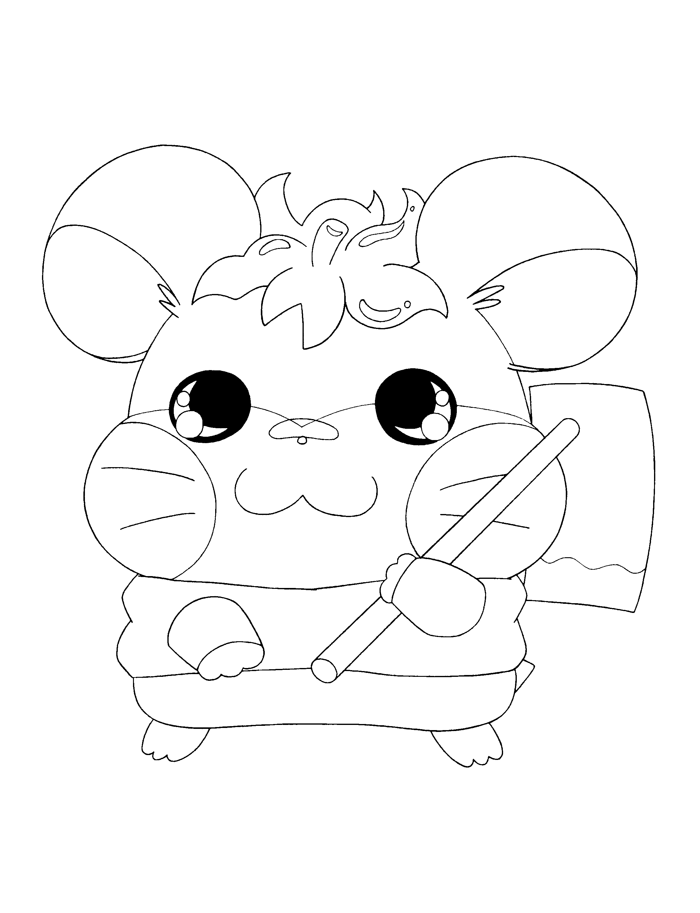 Hamtaro en pleine aventure avec ses amis dans un paysage joyeux