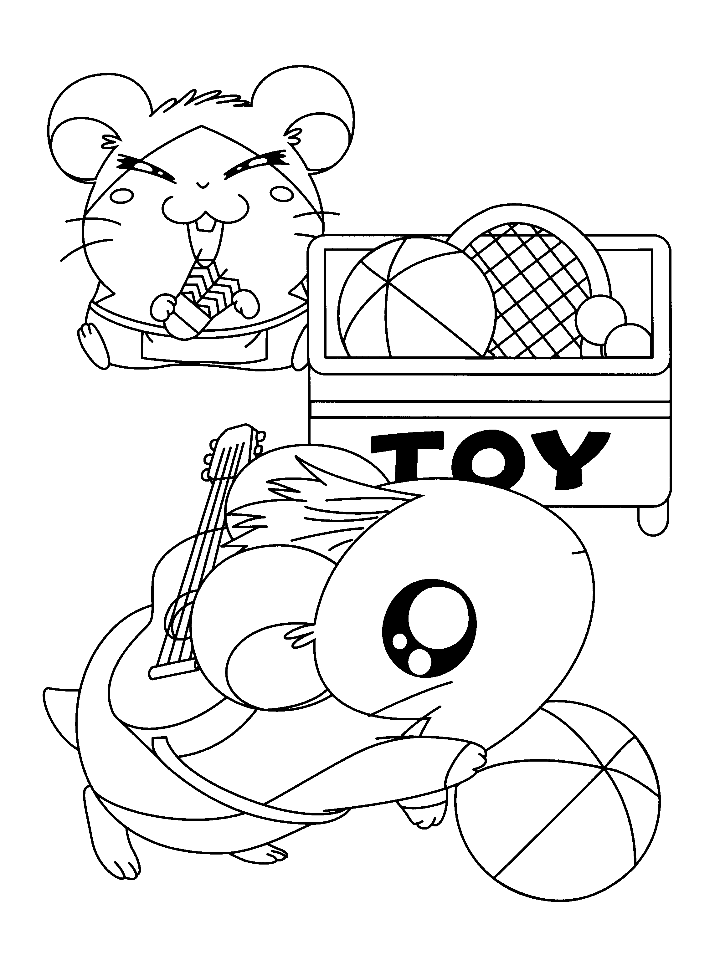 Hamtaro joyeusement assis sur une pelouse avec un ami