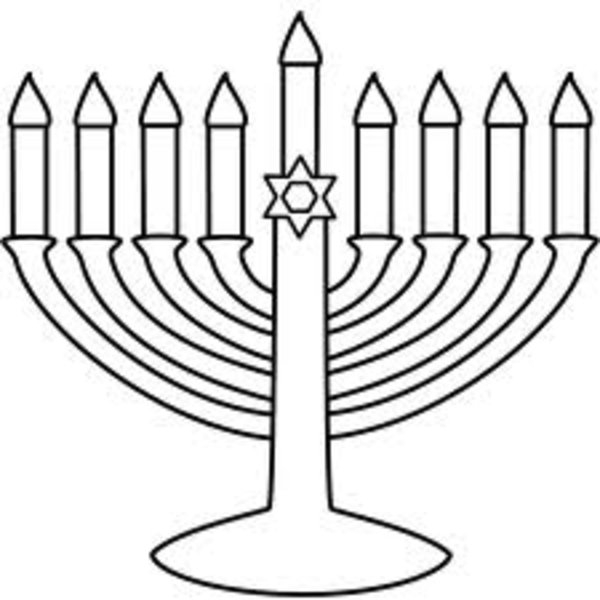 Coloriage de Hanoucca avec une menorah et des étoiles