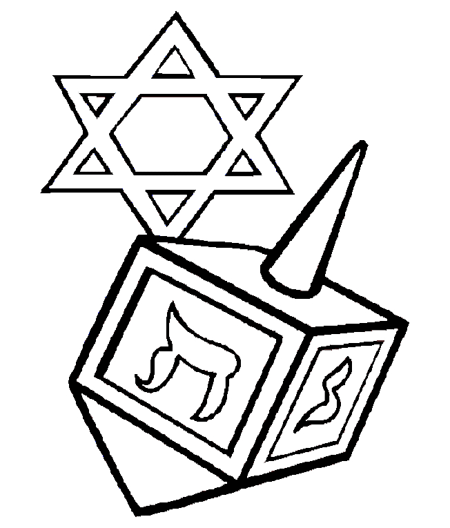 Coloriage représentant une scène de Hanoucca avec des bougies et un menorah