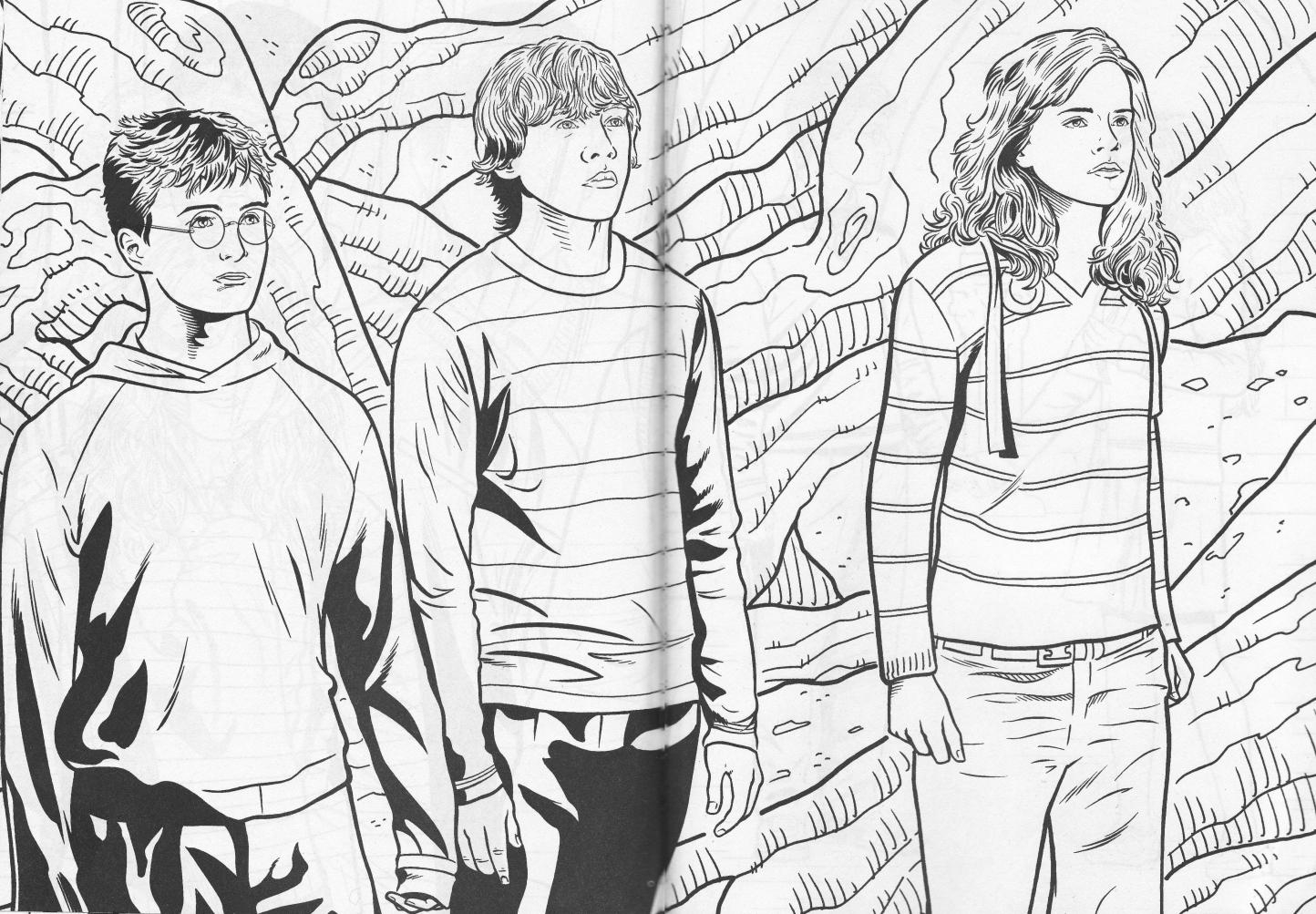 Harry Potter en train de lire dans la bibliothèque de Poudlard