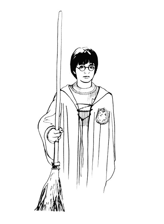 Harry Potter en train de lire un livre dans la bibliothèque de Poudlard
