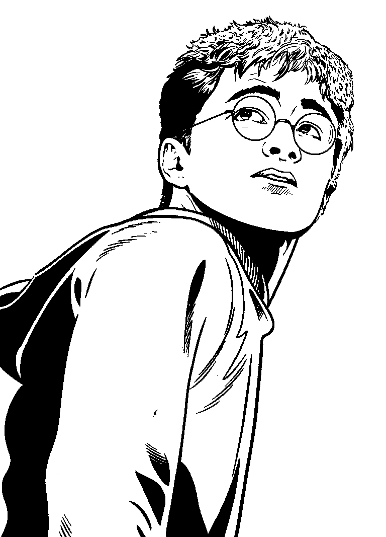 Harry Potter avec sa baguette magique dans un décor de Poudlard
