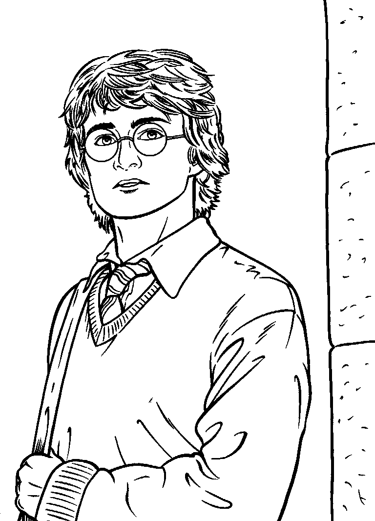 Harry Potter en train de voler sur son balai au-dessus de Poudlard