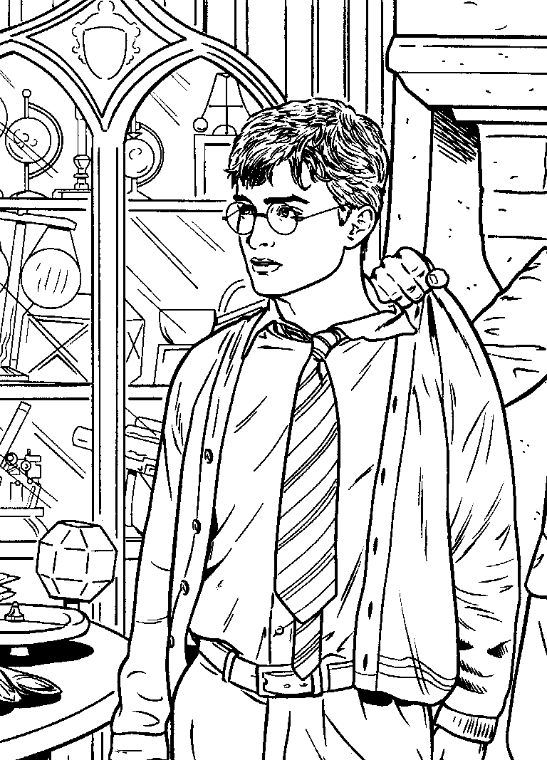 Harry Potter devant le château de Poudlard avec sa baguette