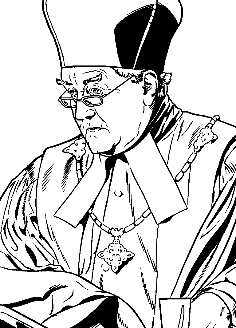 Coloriage d'Harry Potter avec sa baguette dans un décor de château