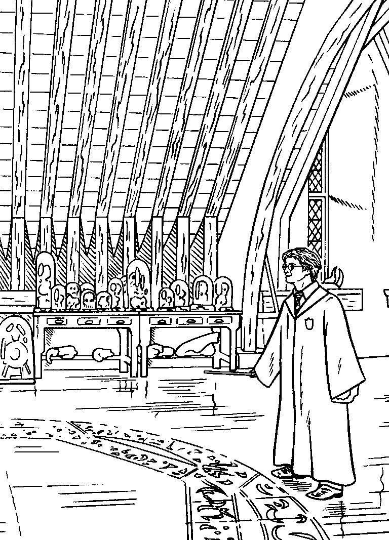 Harry Potter en train de lire un livre dans la Salle Commune de Gryffondor