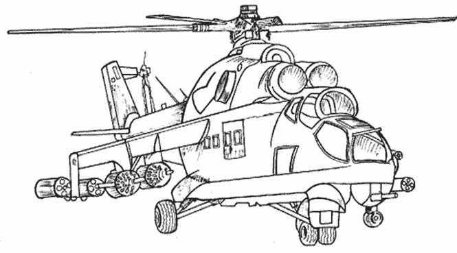 Coloriage d'un hélicoptère en plein vol avec un ciel dégagé