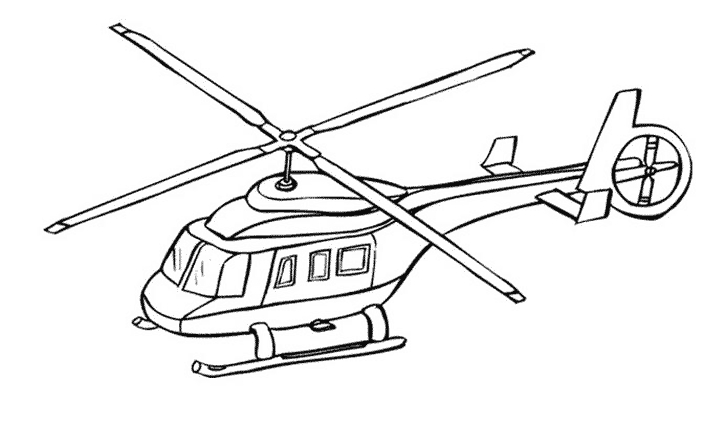 Coloriage d'un hélicoptère en vol au-dessus d'un paysage