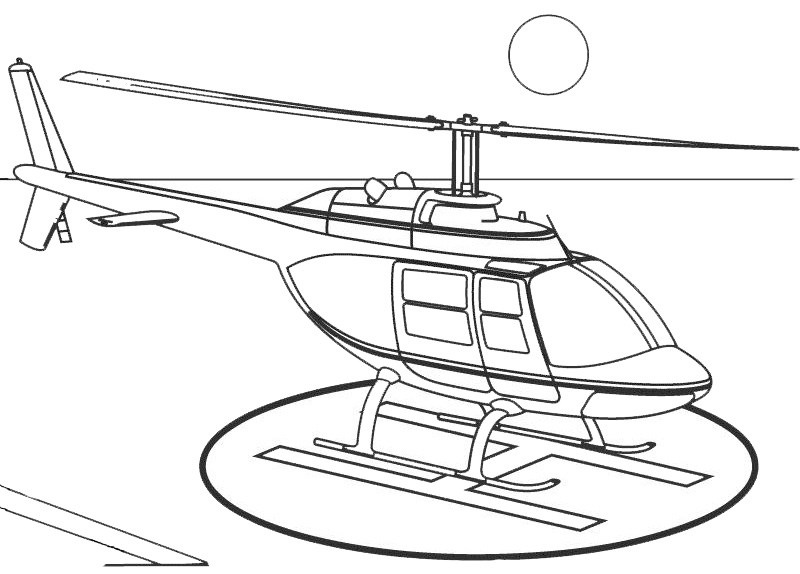 Coloriage d'un hélicoptère survolant un paysage