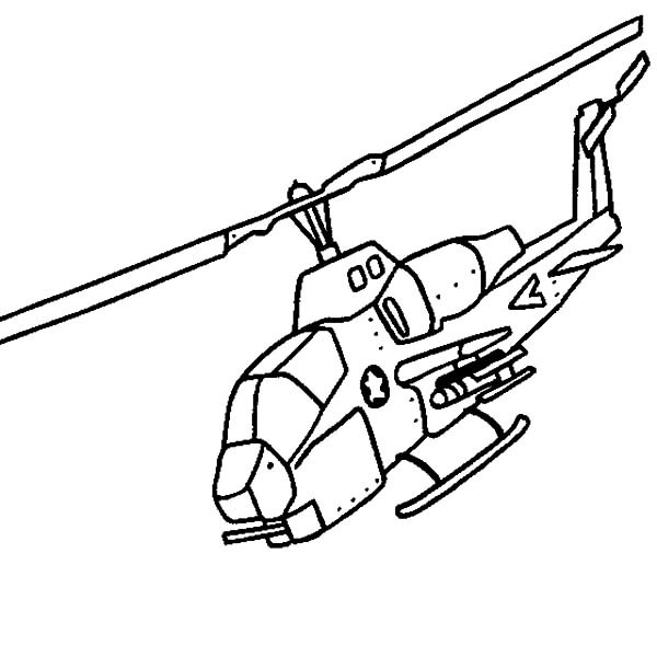 Coloriage d'un hélicoptère en vol dans le ciel