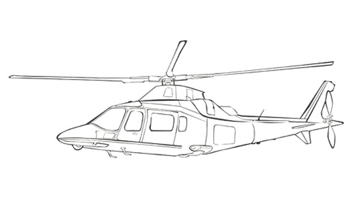 Coloriage d'un hélicoptère en vol au-dessus d'un paysage