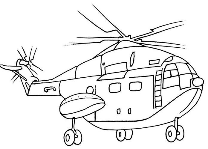 Coloriage d'un hélicoptère survolant un paysage