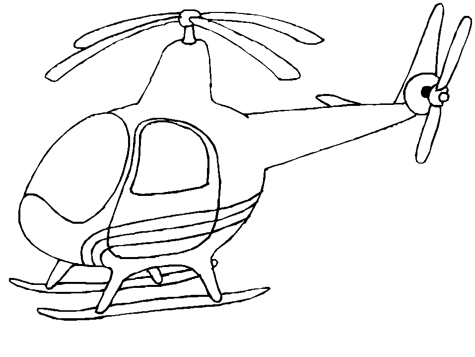 Coloriage d’un hélicoptère dans le ciel avec des nuages