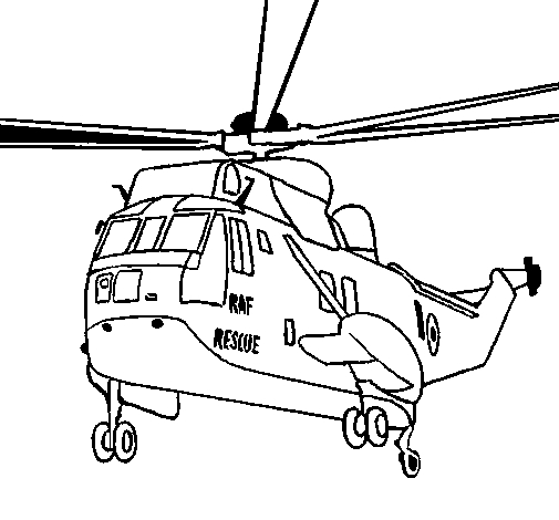 Coloriage d'un hélicoptère en vol avec un paysage de nuages