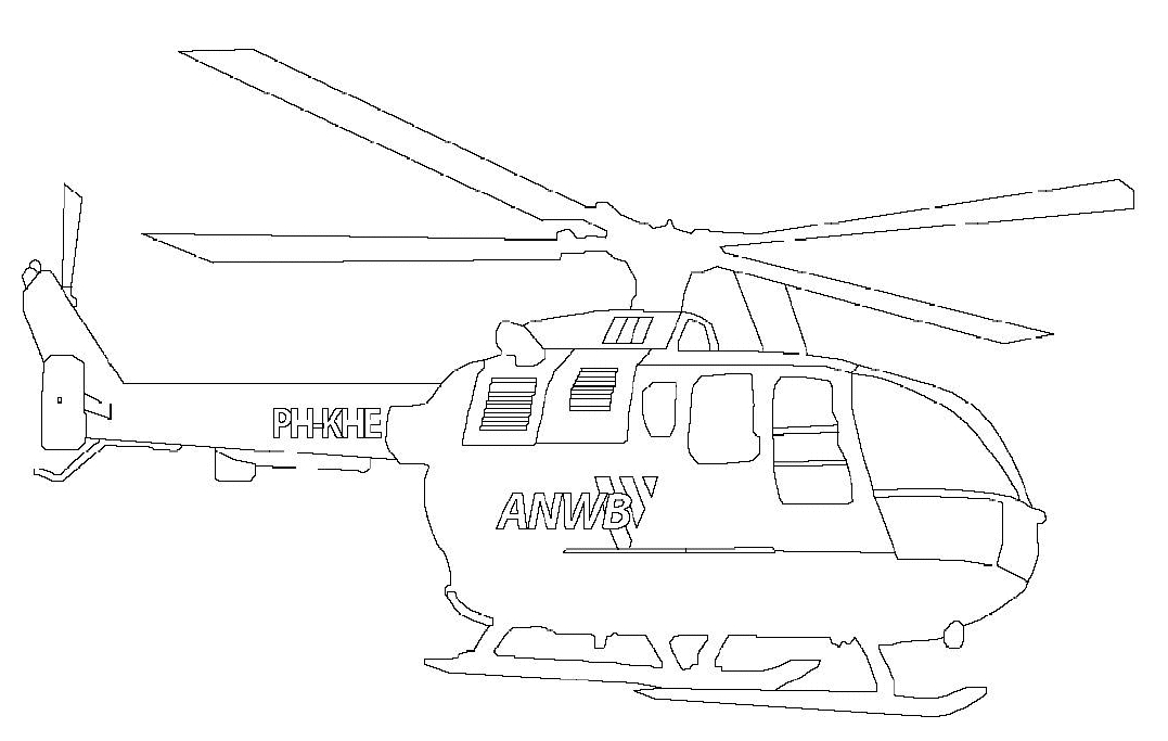Coloriage d'un hélicoptère en vol avec un paysage nuageux