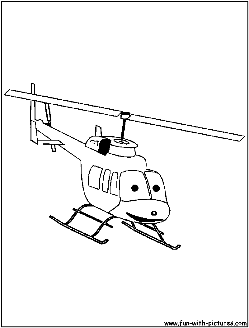 Coloriage d'un hélicoptère en vol au-dessus d'un paysage