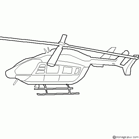 Coloriage d'un hélicoptère survolant un paysage